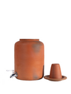 Earthen Clay water Pot with Lid, Tap and Glass