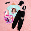 Kids Summer Collection | Pack of 6 Deal – T-Shirt, Trouser, Cap, Glasses, Watch & Kids Makeup Kit | Ages 1–10 Years