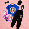 Kids Summer Collection | Pack of 6 Deal – T-Shirt, Trouser, Cap, Glasses, Watch & Kids Makeup Kit | Ages 1–10 Years