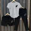 Men's Summer 3-Piece Combo Set | Cotton Jersey T-Shirt with French Terry Trouser & Shorts