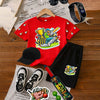 Kids Cricket Champion Pack | 6-Piece Cotton Jersey T-Shirt & Shorts Set with Cap, Glasses, Watch & FREE Bat & Ball | Ages 1–10 Years