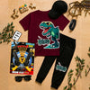 Kids Dino Adventure Pack | 6-Piece Cotton Jersey T-Shirt & Trouser Set with Cap, Glasses, Watch & FREE Toy Gun Set | Ages 1–10 Years