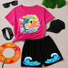 Kids Summer Adventure Pack | 6-Piece Dolphin T-Shirt & Shorts Set with Cap, Watch, Sunglasses & FREE Swimming Tube | Ages 1–10 Years