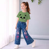 Girls Printed T-Shirt & Denim Pant Co-Ord Set