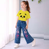 Girls Printed T-Shirt & Denim Pant Co-Ord Set