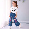 Girls Printed T-Shirt & Denim Pant Co-Ord Set