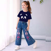 Girls Printed T-Shirt & Denim Pant Co-Ord Set