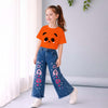 Girls Printed T-Shirt & Denim Pant Co-Ord Set
