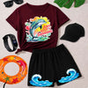 Kids Summer Adventure Pack | 6-Piece Dolphin T-Shirt & Shorts Set with Cap, Watch, Sunglasses & FREE Swimming Tube | Ages 1–10 Years