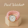 Elegant Double Layer Pearl Bracelet Watch for Women | Rose Gold Dial